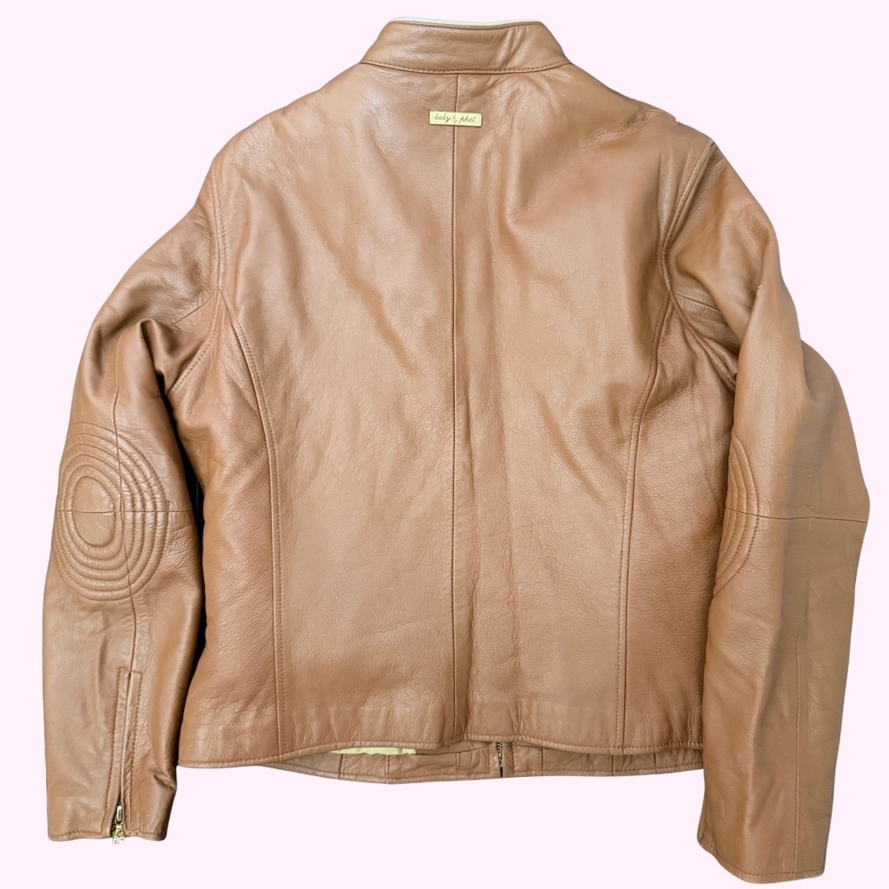 HTF Y2K Vintage Baby Phat Genuine Leather Moto Jacket Brown Size Large - Picture 2 of 15